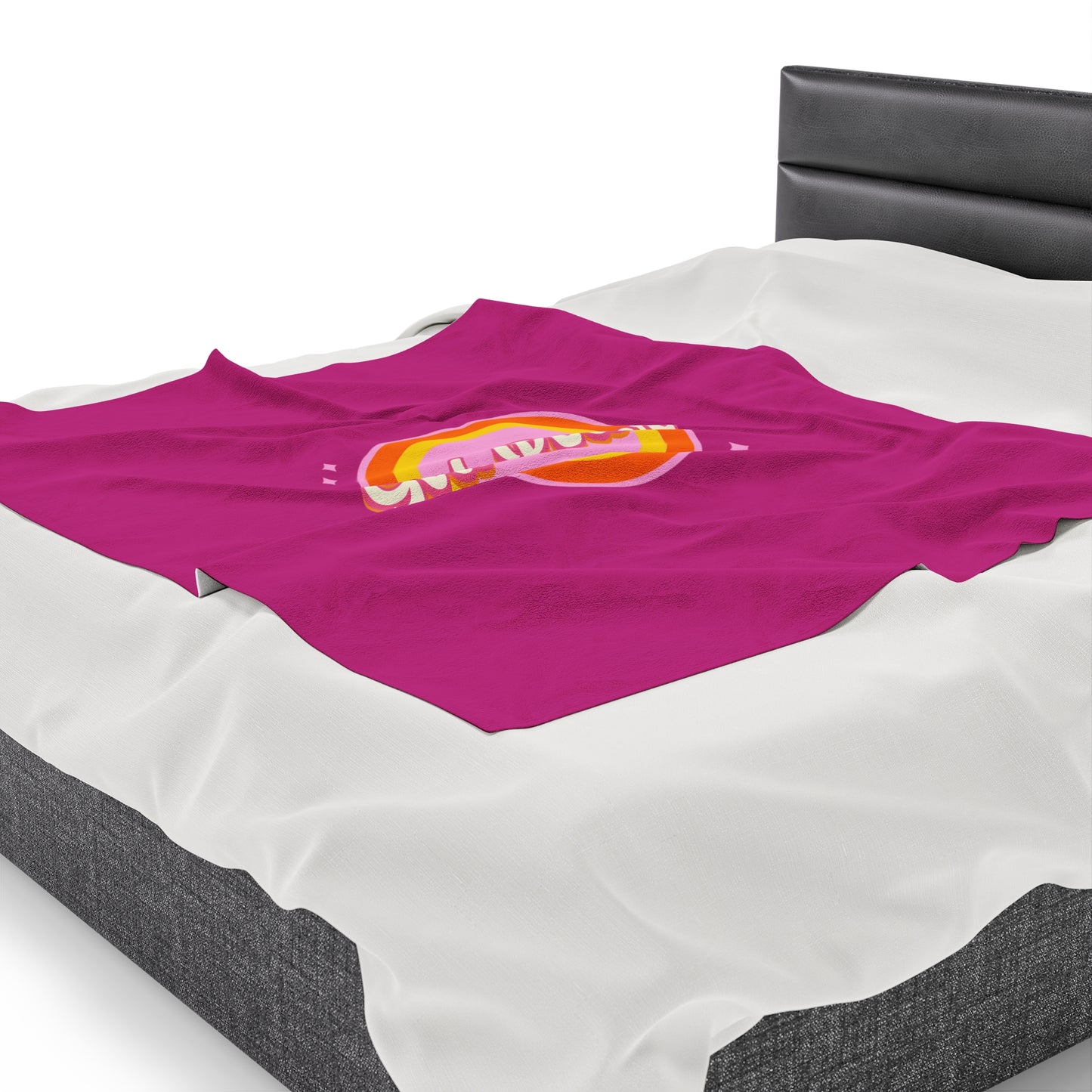 Girl Power Pink Velveteen Plush Blanket Gift for Girls