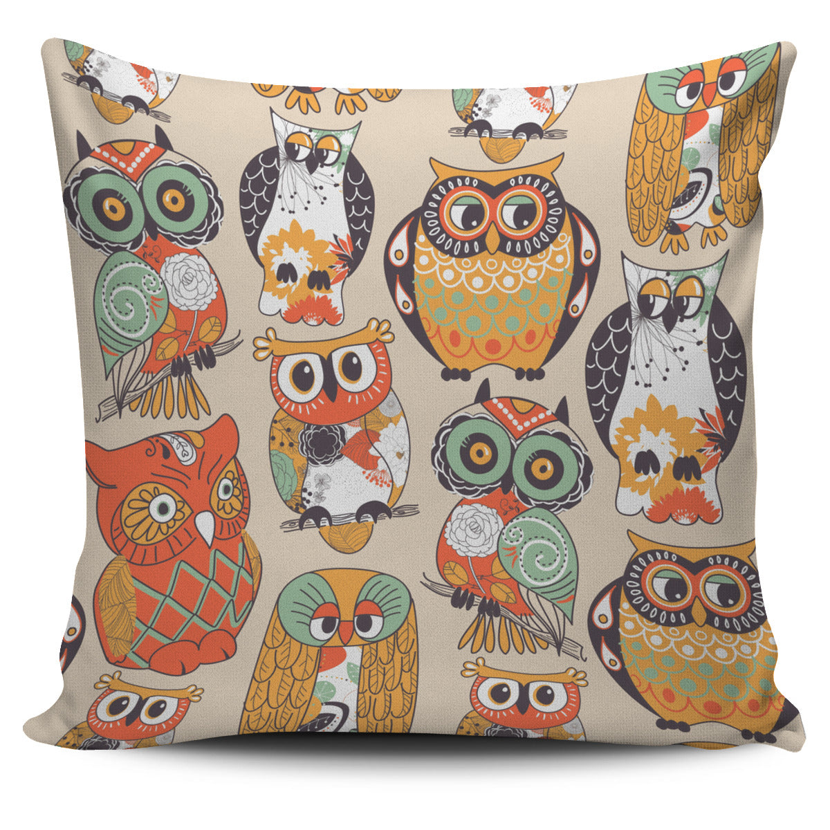 Pillow Cover Owls Orange