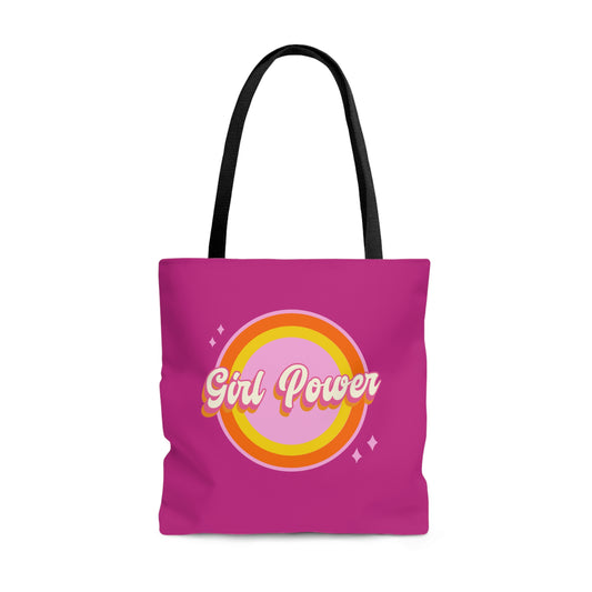 Girl Power Pink Tote Bag for Women Girls Kids Teens