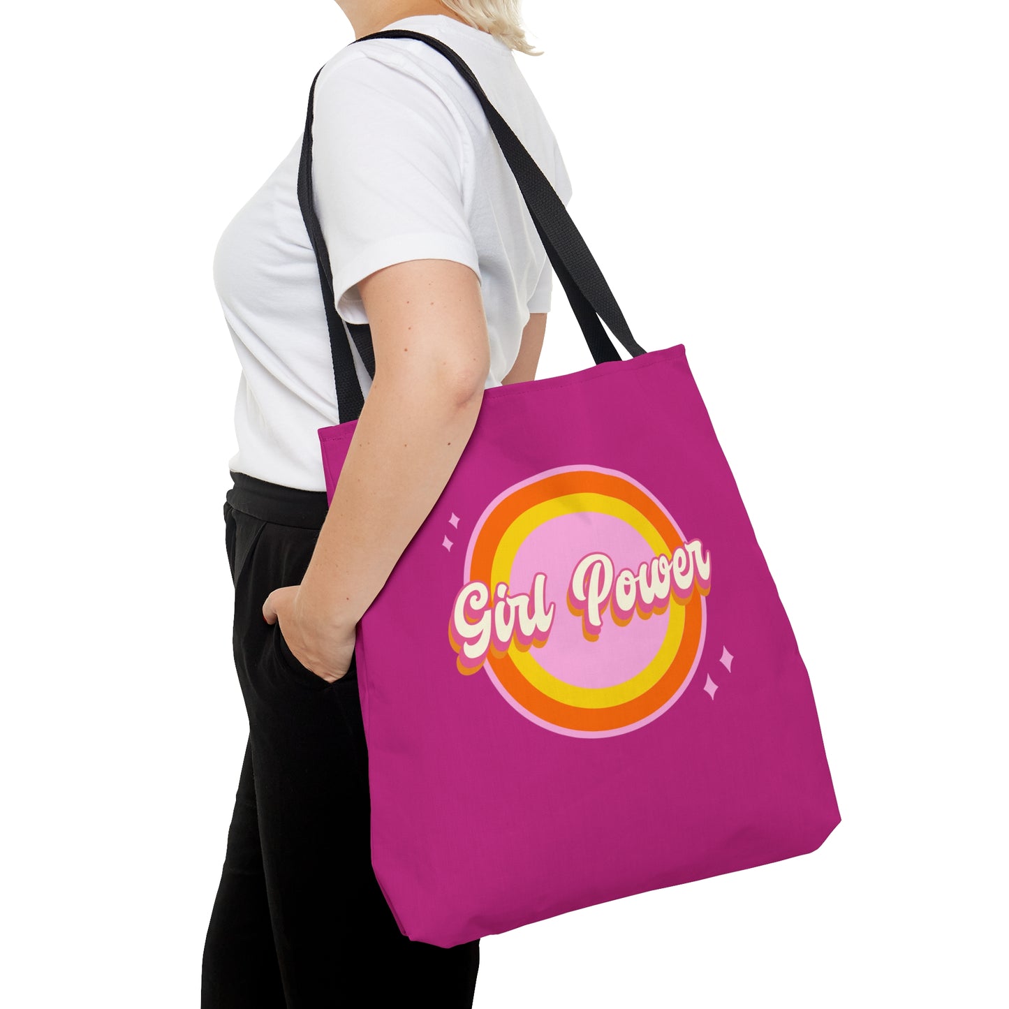 Girl Power Pink Tote Bag for Women Girls Kids Teens