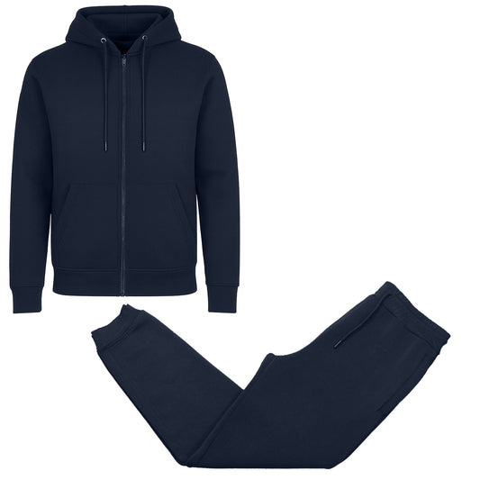 Galaxy By Harvic - Men's Fleece Lined 2 Piece Full-Zip Hoodie and Jogger Set: Navy / 2XL