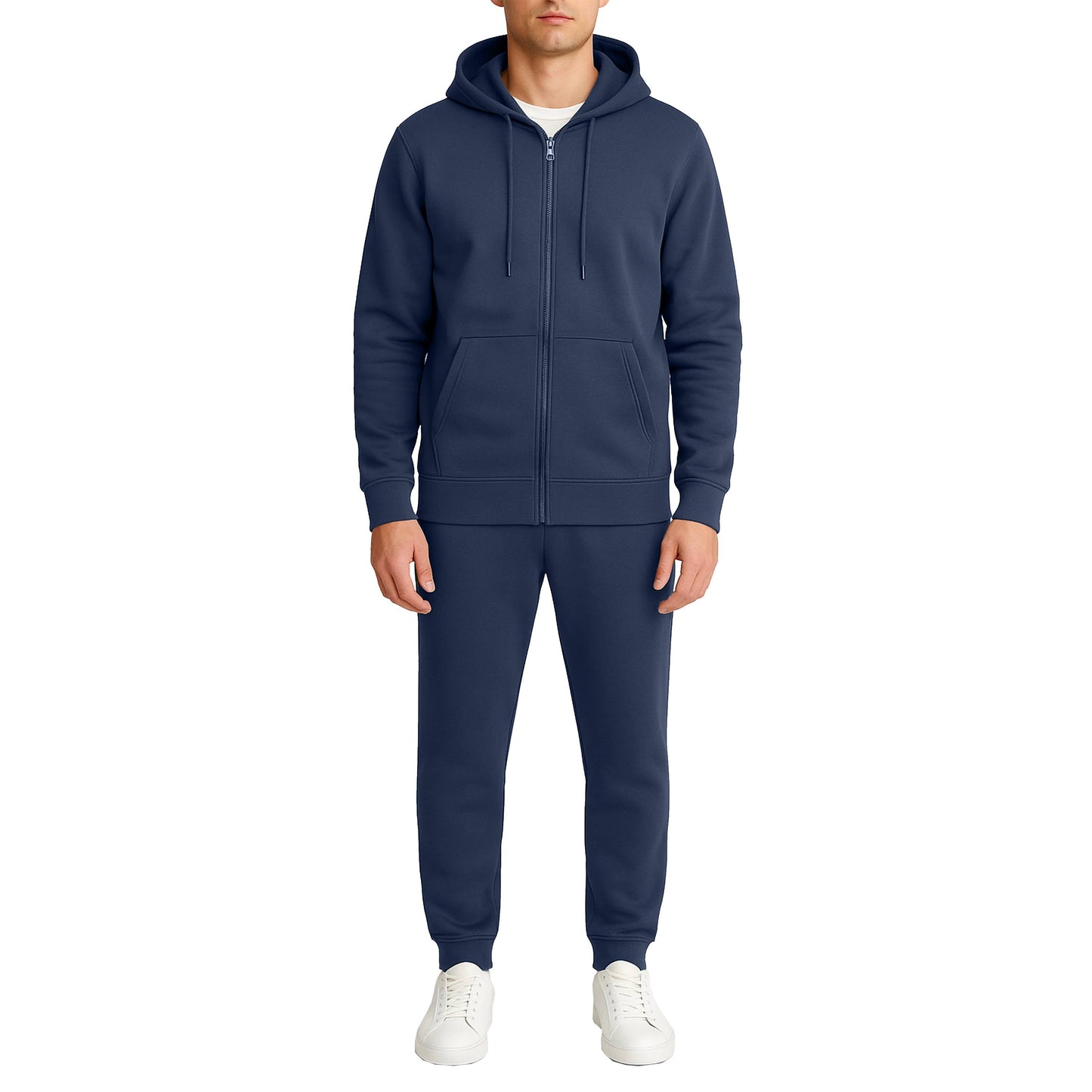 Galaxy By Harvic - Men's Fleece Lined 2 Piece Full-Zip Hoodie and Jogger Set: Navy / XL