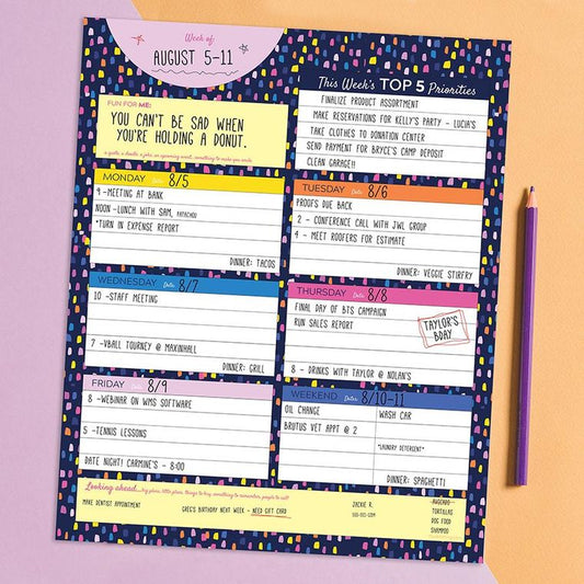 Undated Bright and Fun Weekly Task Pad