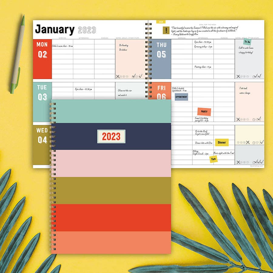 TF Publishing - Paper Goods - 2023 Super Stripe Large Daily Weekly Monthly Planner