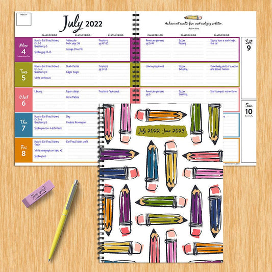 TF Publishing - Paper Goods - Academic Year July 2022 - June 2023 Pencils Teacher Planner