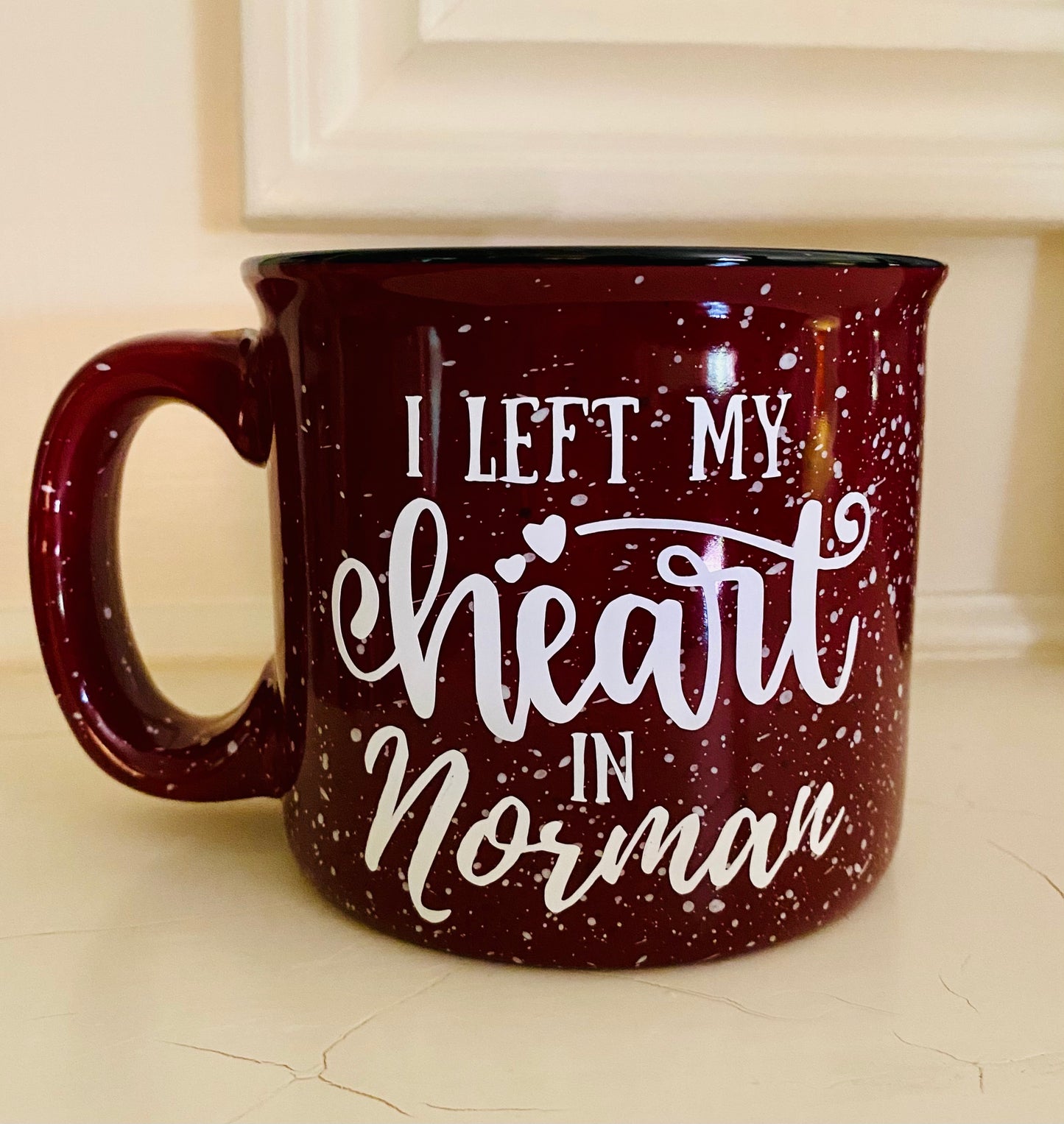 Customizable I Left My Heart In …. Custom College Town (or Any Town!) 15 oz Campfire Mug