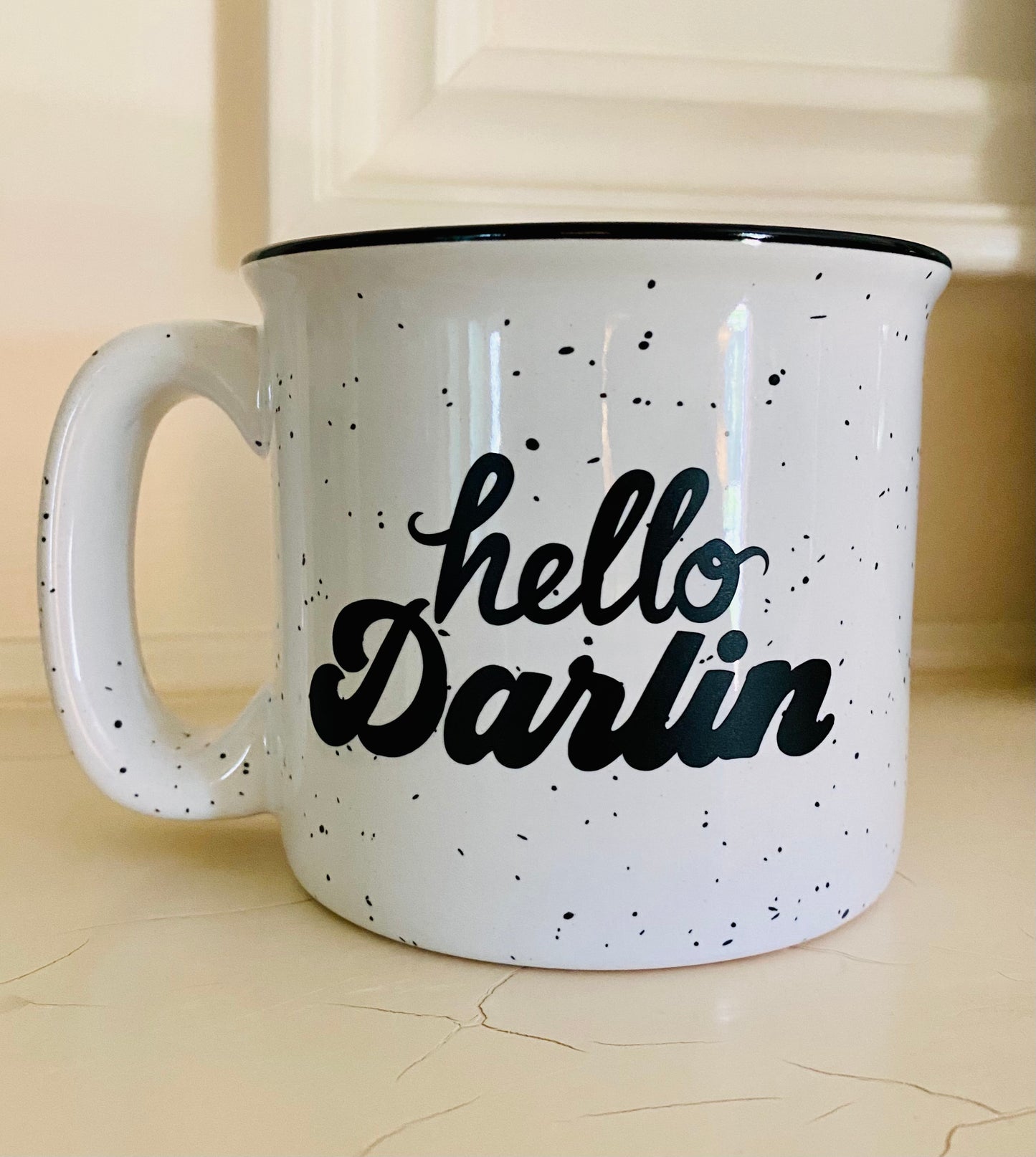 Hello Darlin Speckled Campfire Mug Stoneware 15 oz