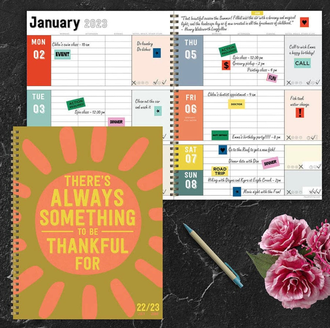 Academic Year 2022-2023 Large Daily Weekly Monthly Planner There’s Always Something to Be Thankful For