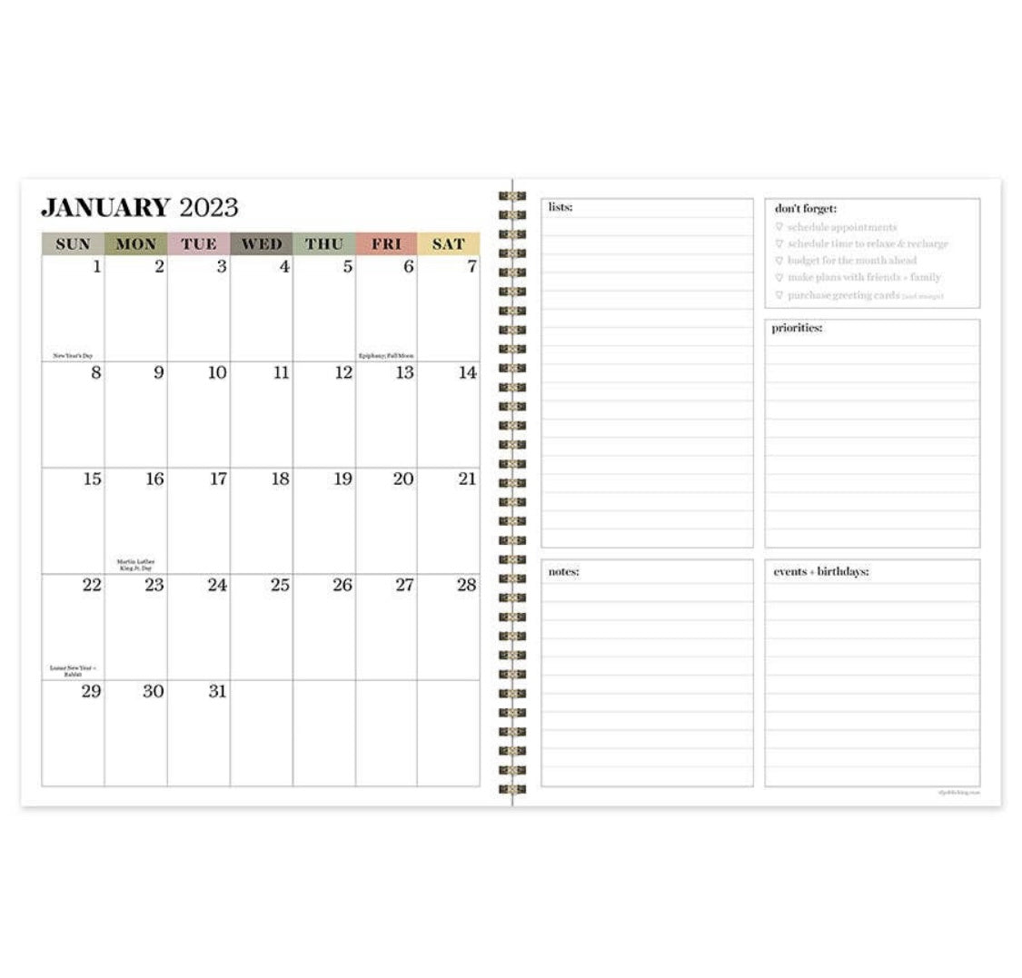 TF Publishing - Paper Goods - Academic Year July 2022 - June 2023 Field of Flowers Large Daily Weekly Monthly Planner