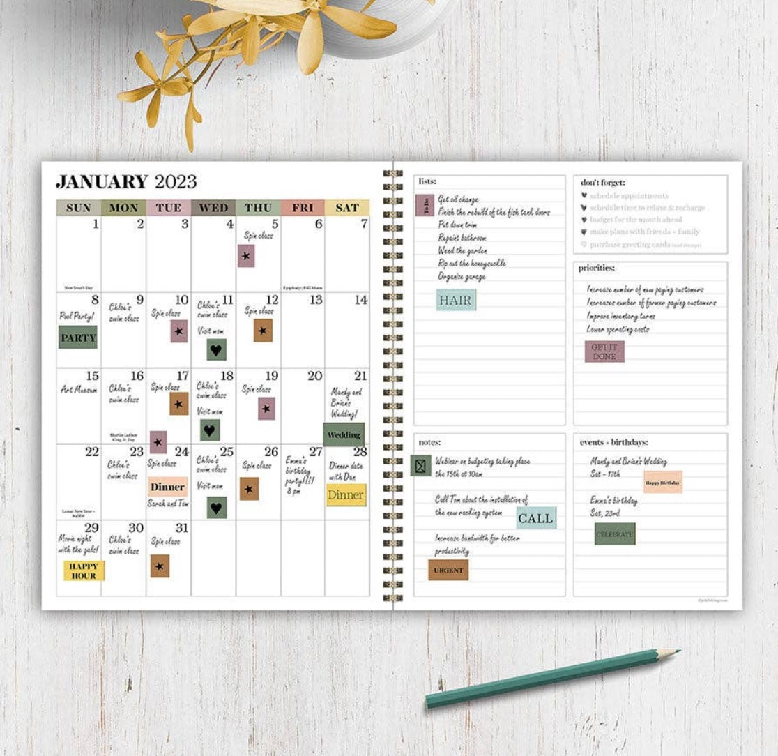 TF Publishing - Paper Goods - Academic Year July 2022 - June 2023 Field of Flowers Large Daily Weekly Monthly Planner