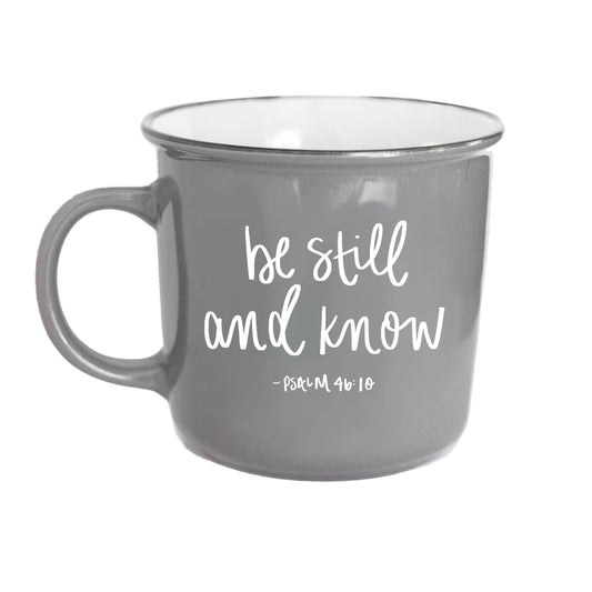 Sweet Water Decor - Be Still and Know - Grey Campfire Coffee Mug - 16 oz