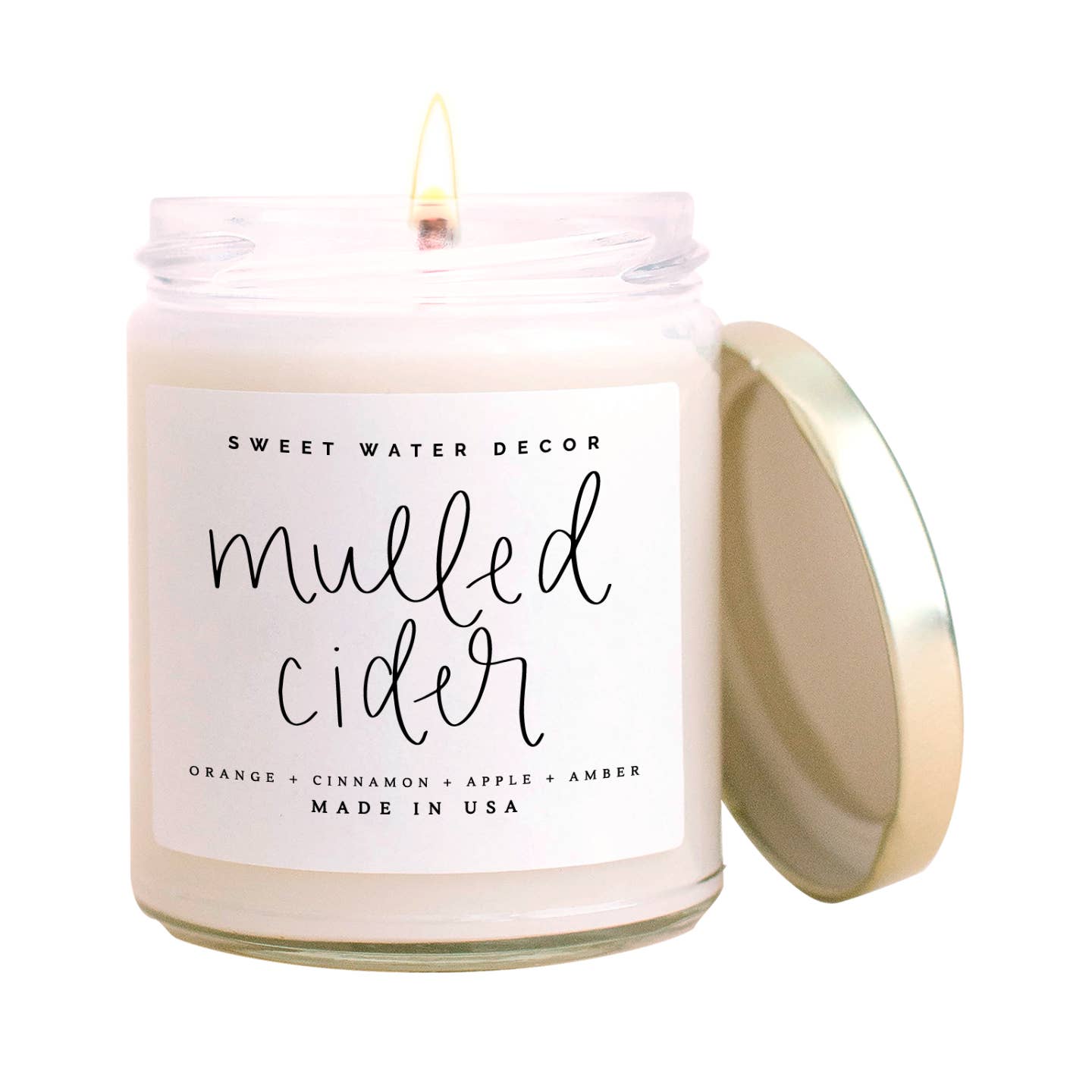 Sweet Water Decor - Mulled Cider Soy Candle - Clear Jar - 9 oz