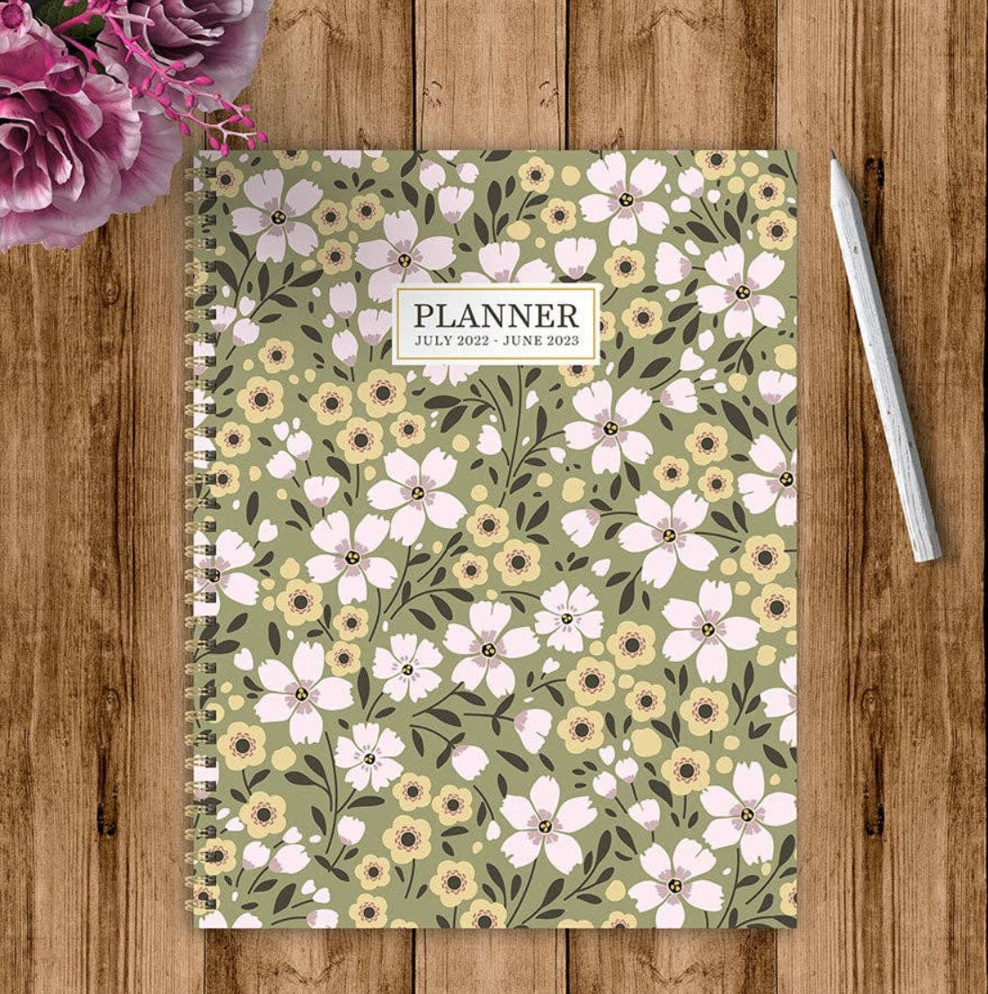 TF Publishing - Paper Goods - Academic Year July 2022 - June 2023 Field of Flowers Large Daily Weekly Monthly Planner