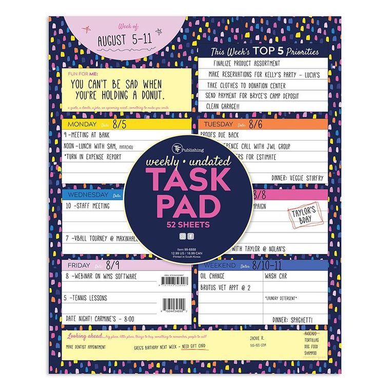 Undated Bright and Fun Weekly Task Pad