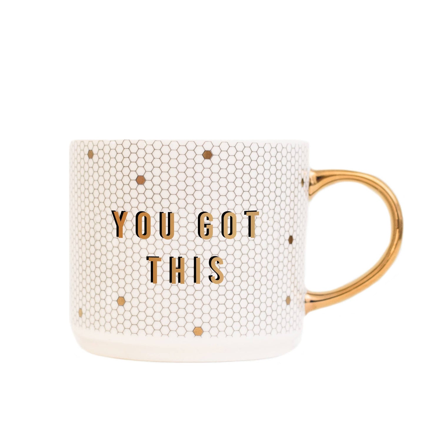 Sweet Water Decor - You Got This - Gold, White Honeycomb Tile Coffee Mug - 17 oz