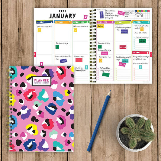 TF Publishing - Paper Goods - Academic Year July 2022 - June 2023 Wild Print Medium Daily Weekly Monthly Planner